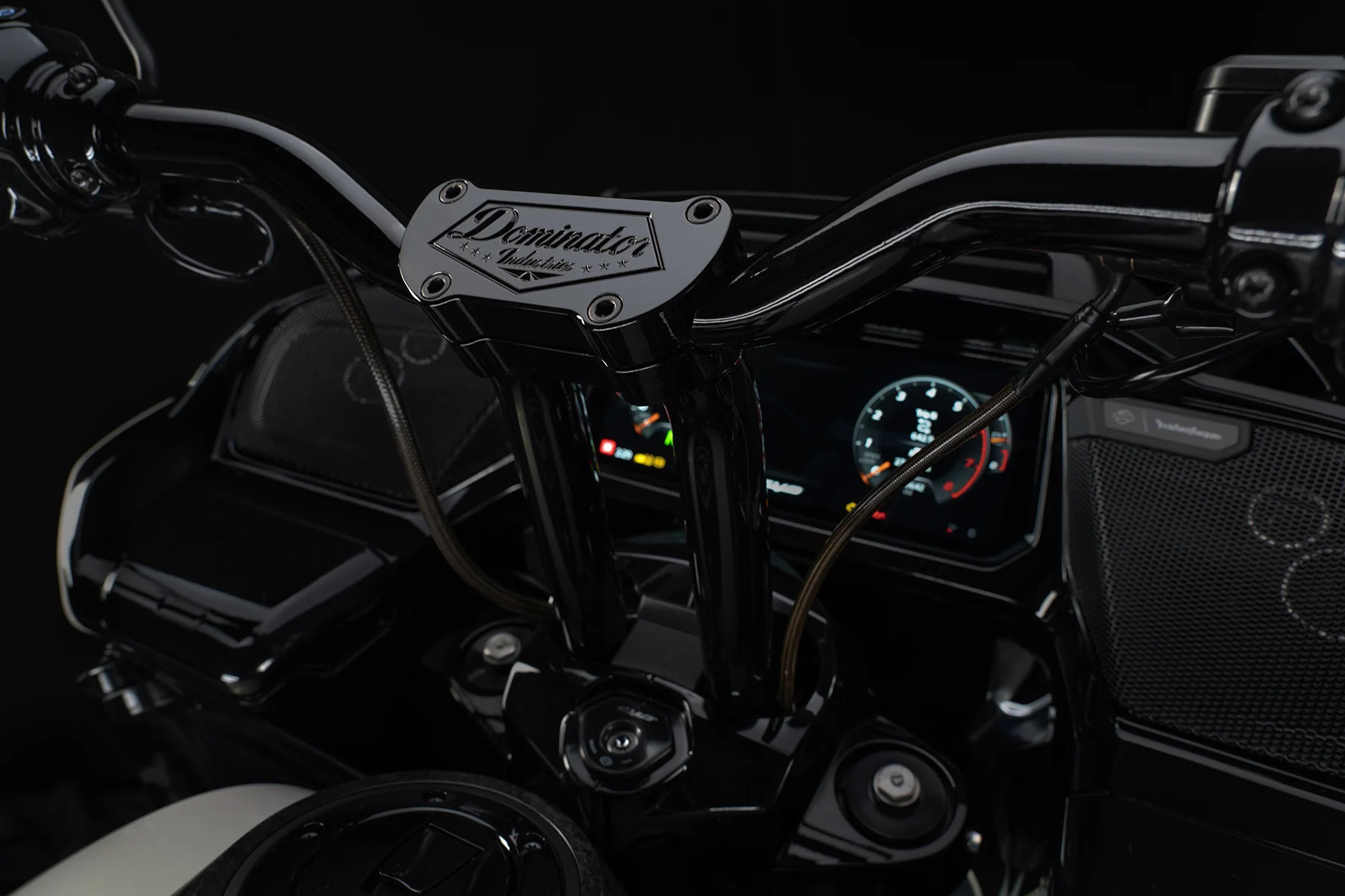 Pre-Wired Big Daddy 1 1/2" Pullback Riser & Low Bend Moto Bar Combination for 2017-2025 Road King Special (Gloss Black) - Image 5