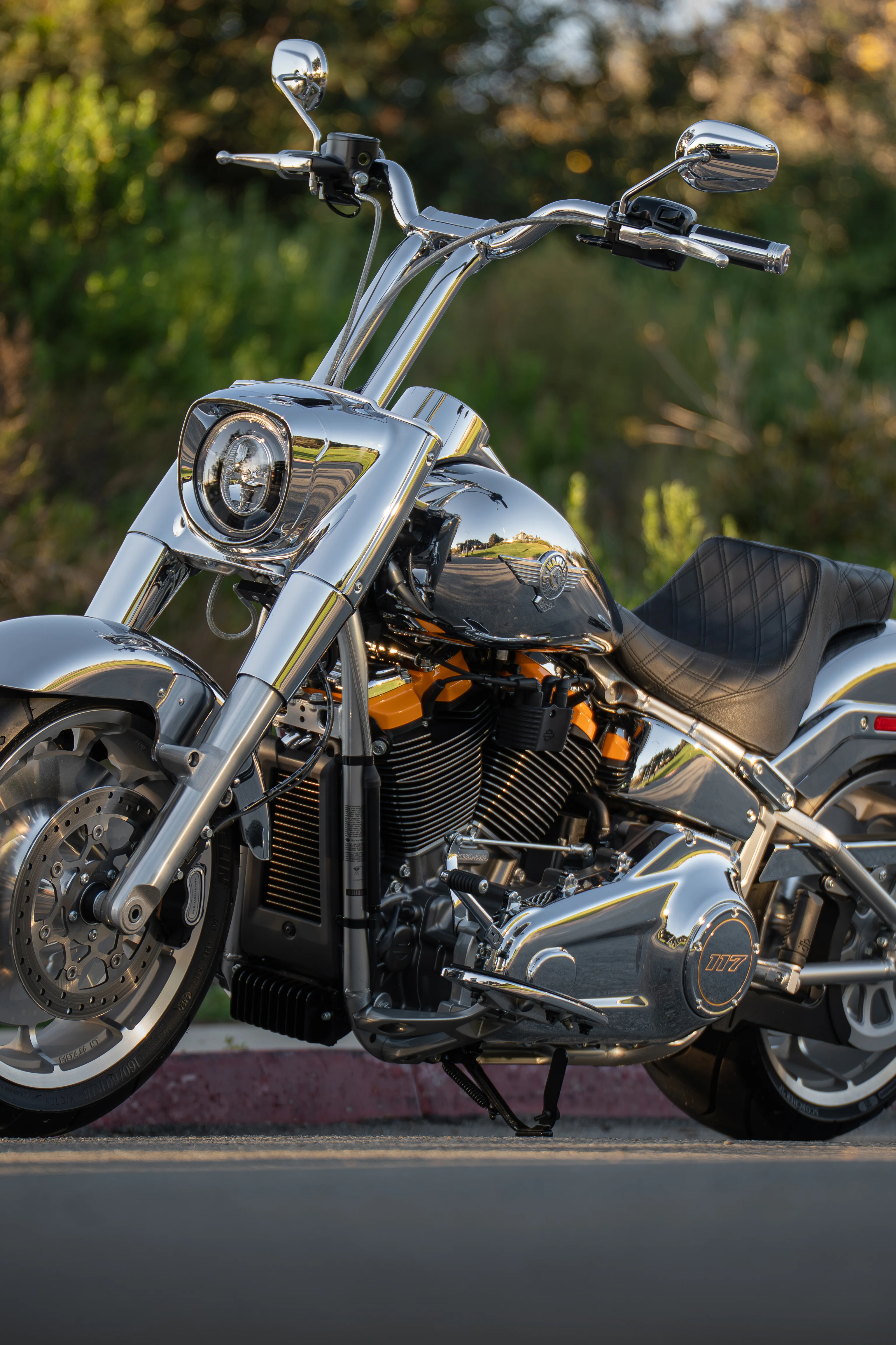 Low Bend Big Daddy 1.5 Pullback Riser &  Moto Bar Kit for 2025-2026 FAT BOY -  (Classic Chrome) - Image 27