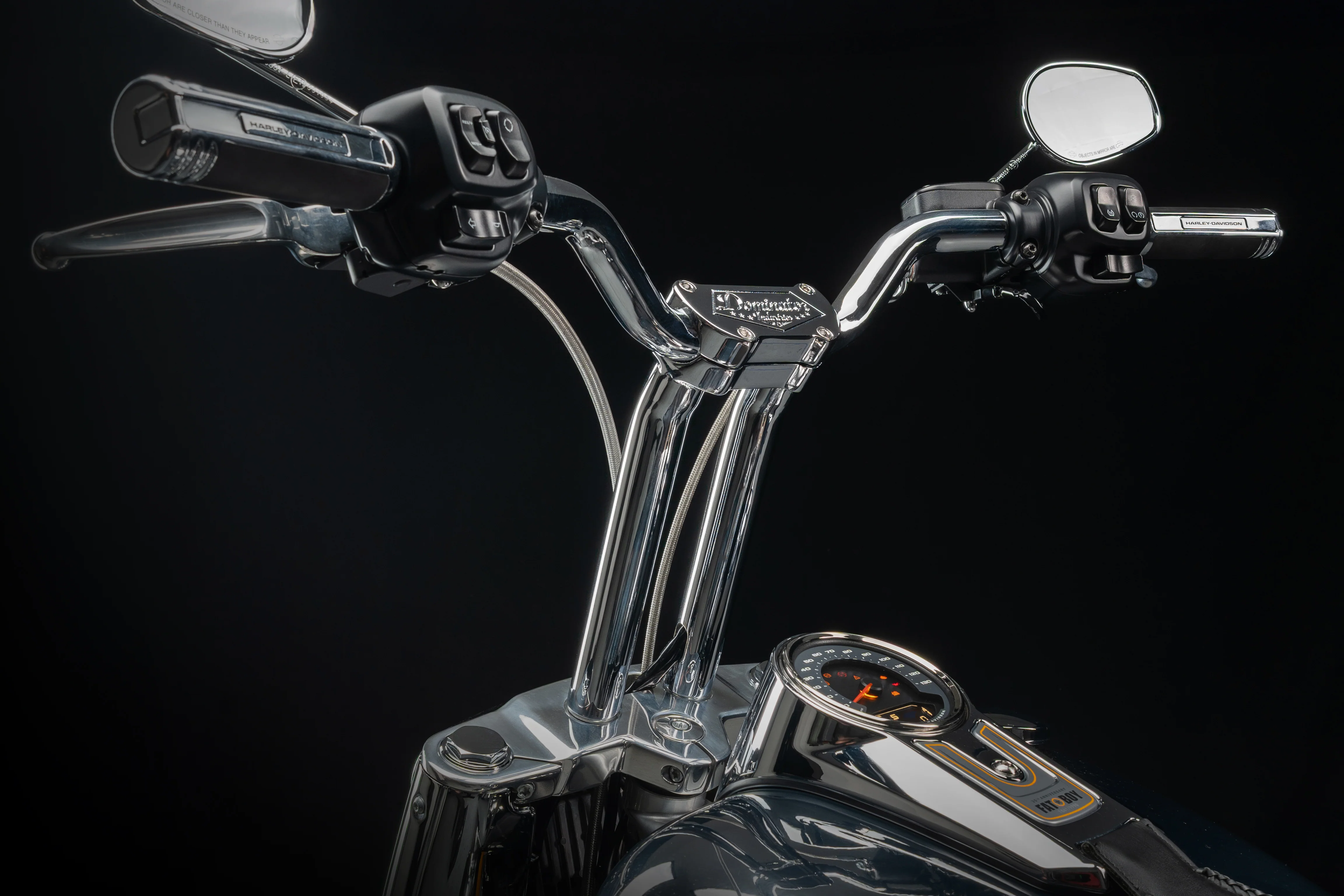 Low Bend Big Daddy 1.5 Pullback Riser &  Moto Bar Kit for 2025-2026 FAT BOY -  (Classic Chrome) - Image 5
