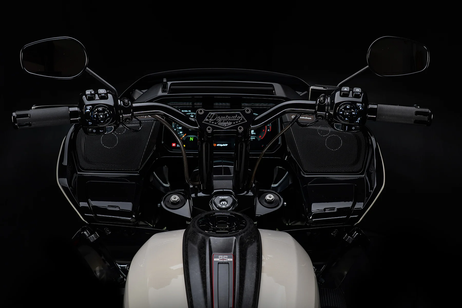 Mid Bend Moto &  Bar Big Daddy 1 1/2 Pullback Riser Combination for 2023 CVO & 2024-2026 Road Glide Models (Gloss Black) - Image 3