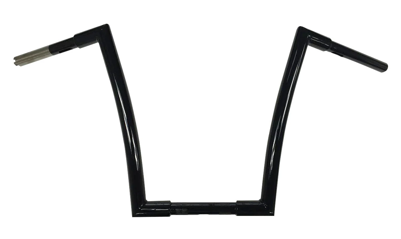 Miter Cut Ape Hanger Bars, 1 1/4 Inch Diameter, 13 Inch Rise, Gloss Black - Image 8