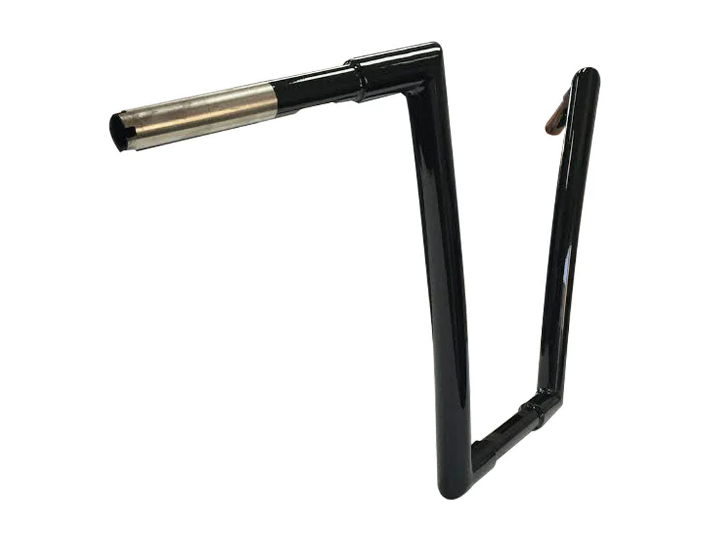 Miter Cut Ape Hanger Bars, 1 1/4 Inch Diameter, 12 Inch Rise, Gloss Black - Image 3