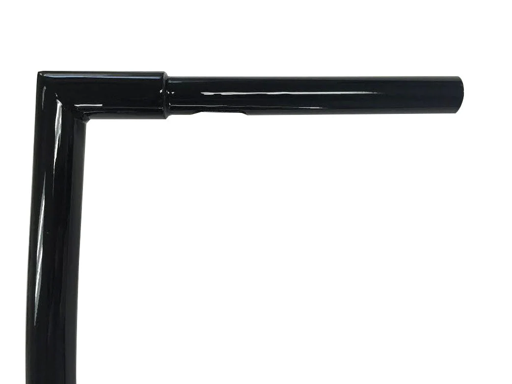 Miter Cut Ape Hanger Bars, 1 1/4 Inch Diameter, 12 Inch Rise, Gloss Black - Image 5