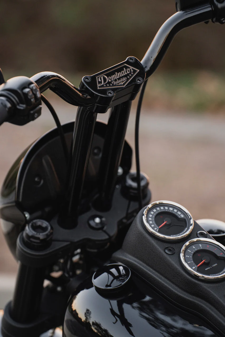 Big Daddy 1 1/2" Pullback Riser & 1 1/4" Low Bend Moto Bar Combination for 2020-2021 Low Rider S (Gloss Black) - Image 11