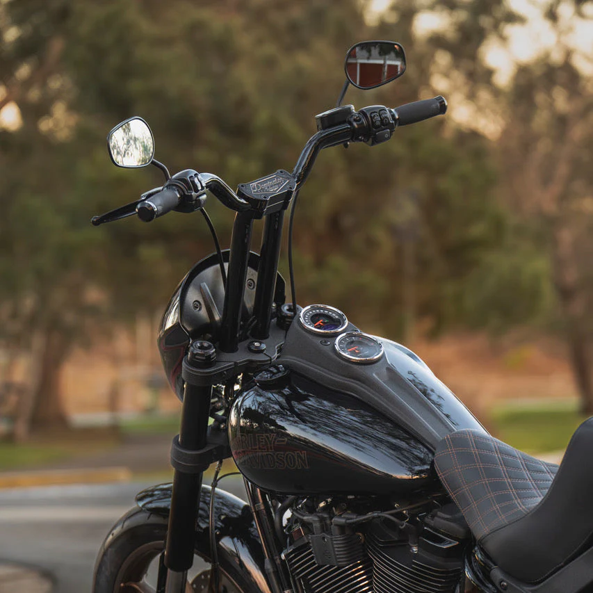 Big Daddy 1 1/2" Pullback Riser & 1 1/4" Low Bend Moto Bar Combination for 2020-2021 Low Rider S (Gloss Black) - Image 2