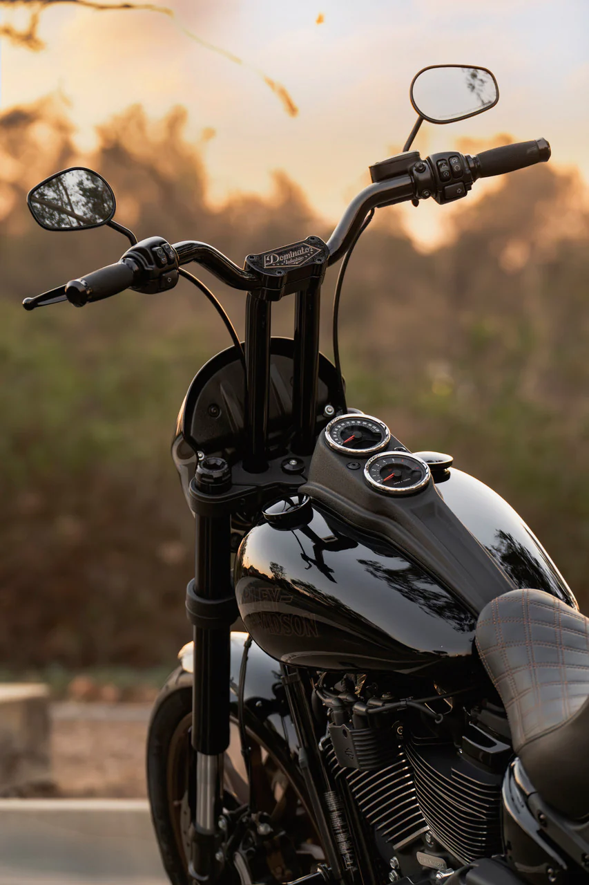 Big Daddy 1 1/2" Pullback Riser & 1 1/4" Low Bend Moto Bar Combination for 2020-2021 Low Rider S (Gloss Black) - Image 15