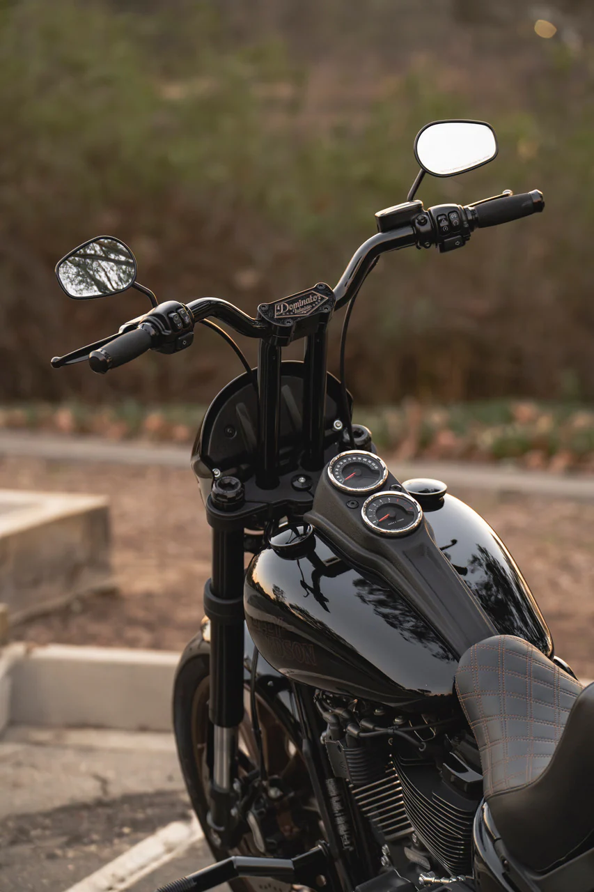 Big Daddy 1 1/2" Pullback Riser & 1 1/4" Low Bend Moto Bar Combination for 2020-2021 Low Rider S (Gloss Black) - Image 14