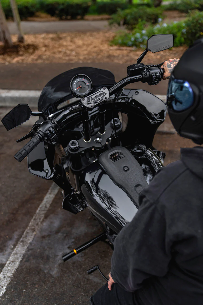 PULLBACK RISER & 1 1/4" LOW BEND MOTO BAR FOR 2022-2024 LOW RIDER S (INCLUDES ROUND GAUGE RELOCATION MOUNT) - Image 2