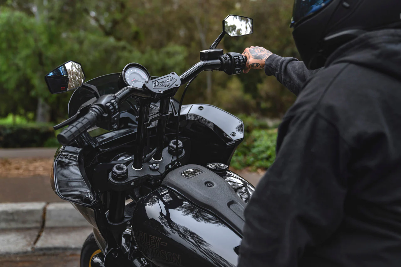 PULLBACK RISER & 1 1/4" LOW BEND MOTO BAR FOR 2022-2024 LOW RIDER S (INCLUDES ROUND GAUGE RELOCATION MOUNT) - Image 3