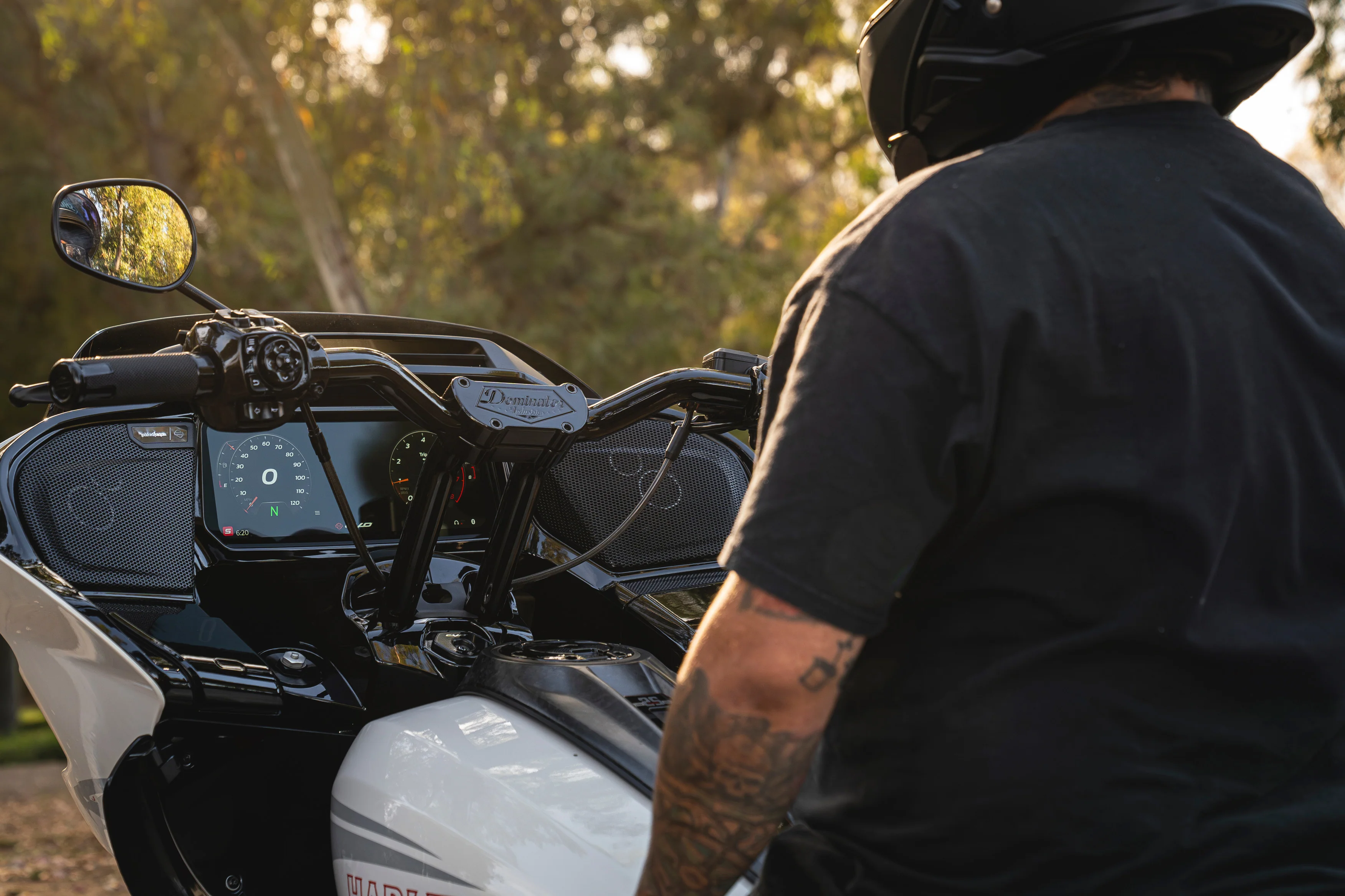 Pullback Riser & 1 1/4" Low Bend Moto Bar Combination for 2023 CVO & 2024-2026 Road Glide Models (Gloss Black) - Image 13