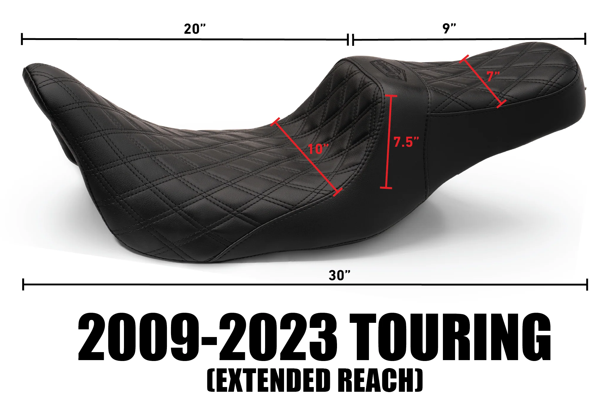 Extended Reach Tuck & Roll Stealth-Grip™ Premium 2-Up Saddle for 2009-2023 Touring - Image 7