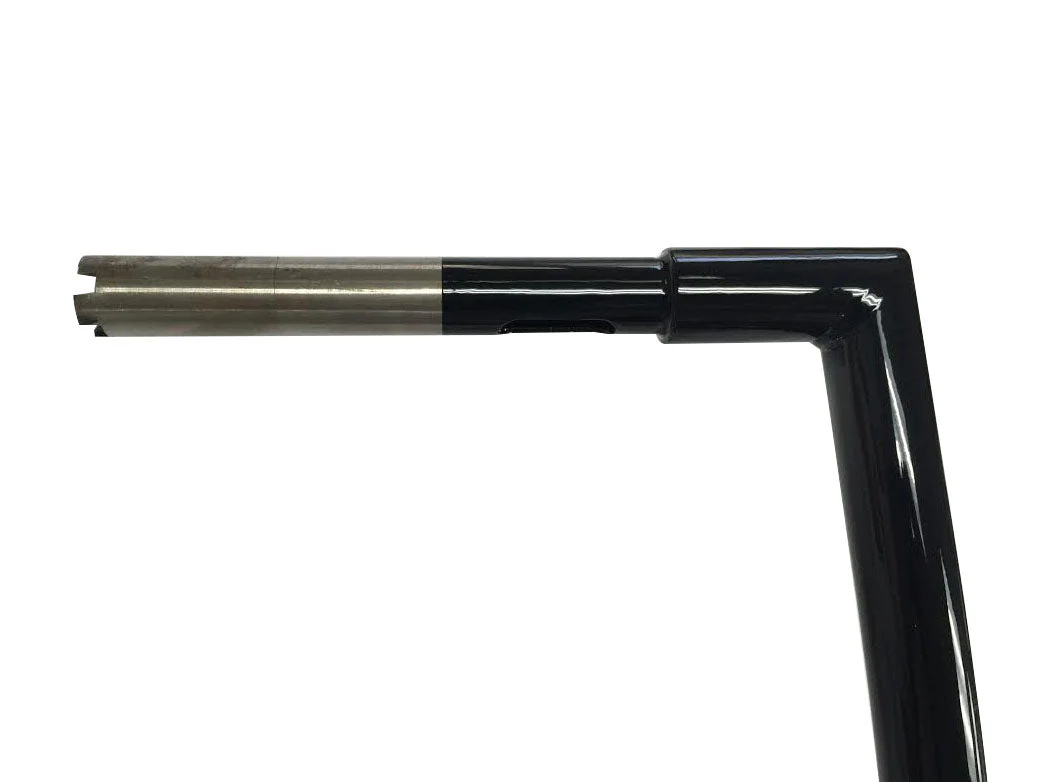 Miter Cut Ape Hanger Bars, 1 1/4 Inch Diameter, 14 Inch Rise, Gloss Black - Image 4