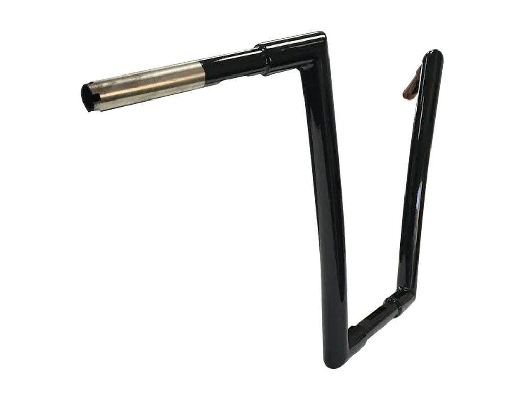 Miter Cut Ape Hanger Bars, 1 1/4 Inch Diameter, 18 Inch Rise, Gloss Black - Image 3