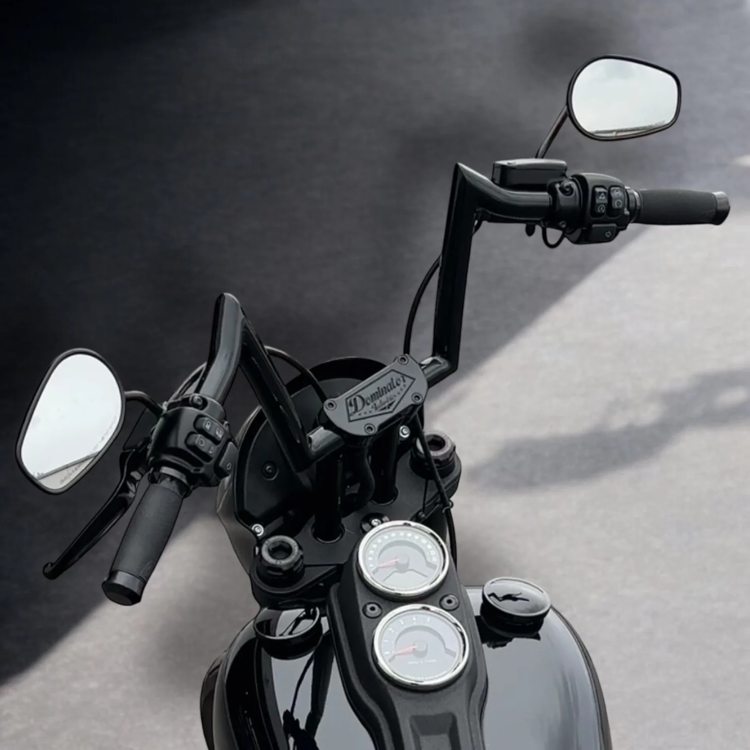 Pre-Wired Pullback Riser & Mini Meathook Ape Combination for 2020-2021 Low Rider S (Gloss Black) - Image 2