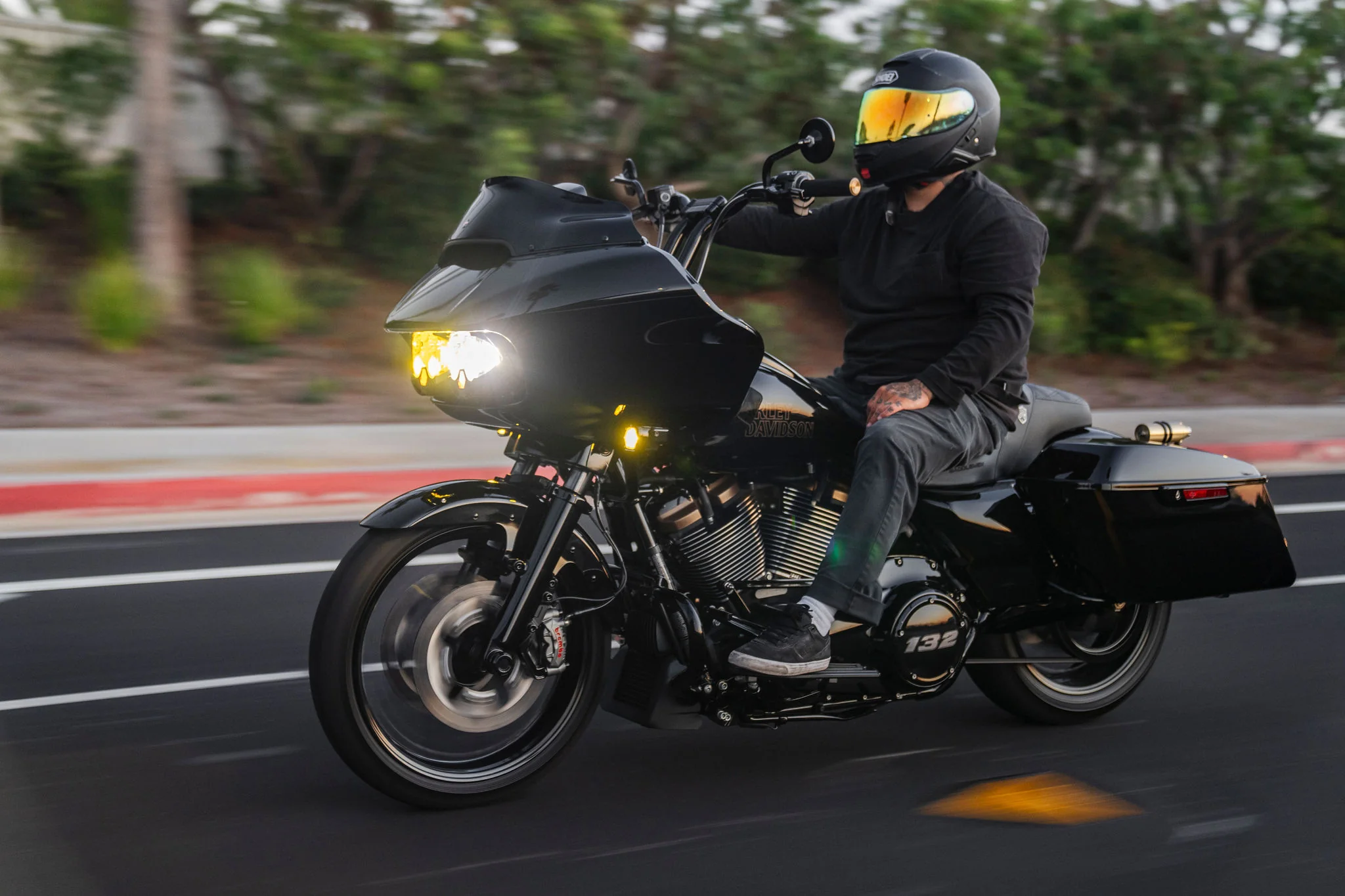 Pullback Riser & 1 1/4" Low Bend Moto Bar Combination for 2008-2013 Road Glide (Gloss Black) - Image 12