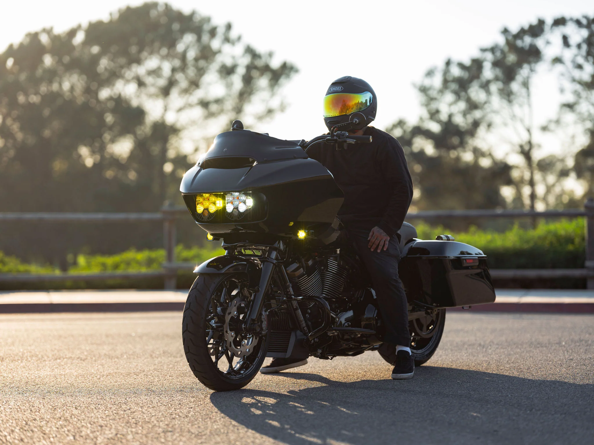 Pullback Riser & 1 1/4" Low Bend Moto Bar Combination for 2008-2013 Road Glide (Gloss Black) - Image 15