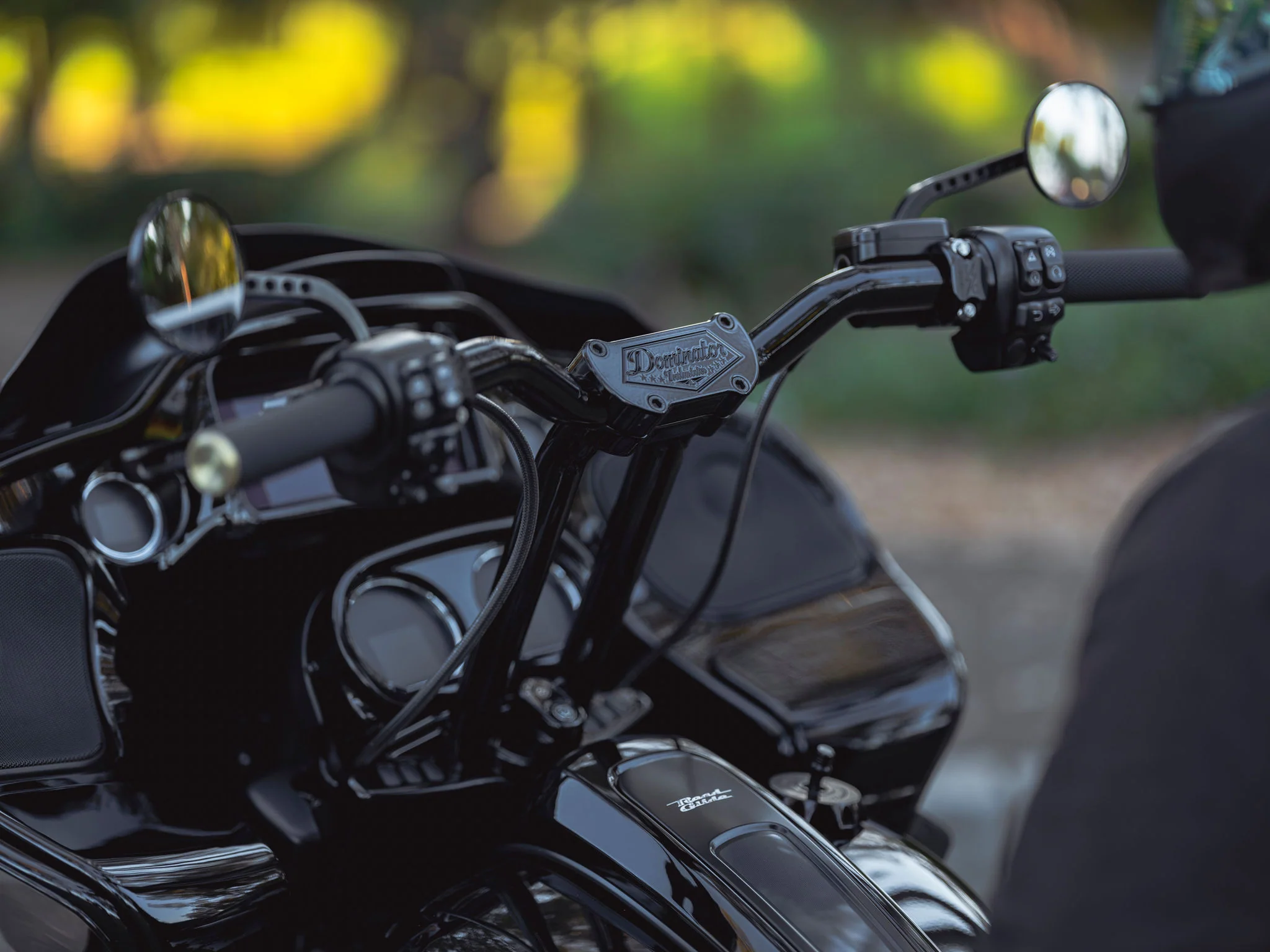 Pullback Riser & 1 1/4" Low Bend Moto Bar Combination for 2008-2013 Road Glide (Gloss Black) - Image 16