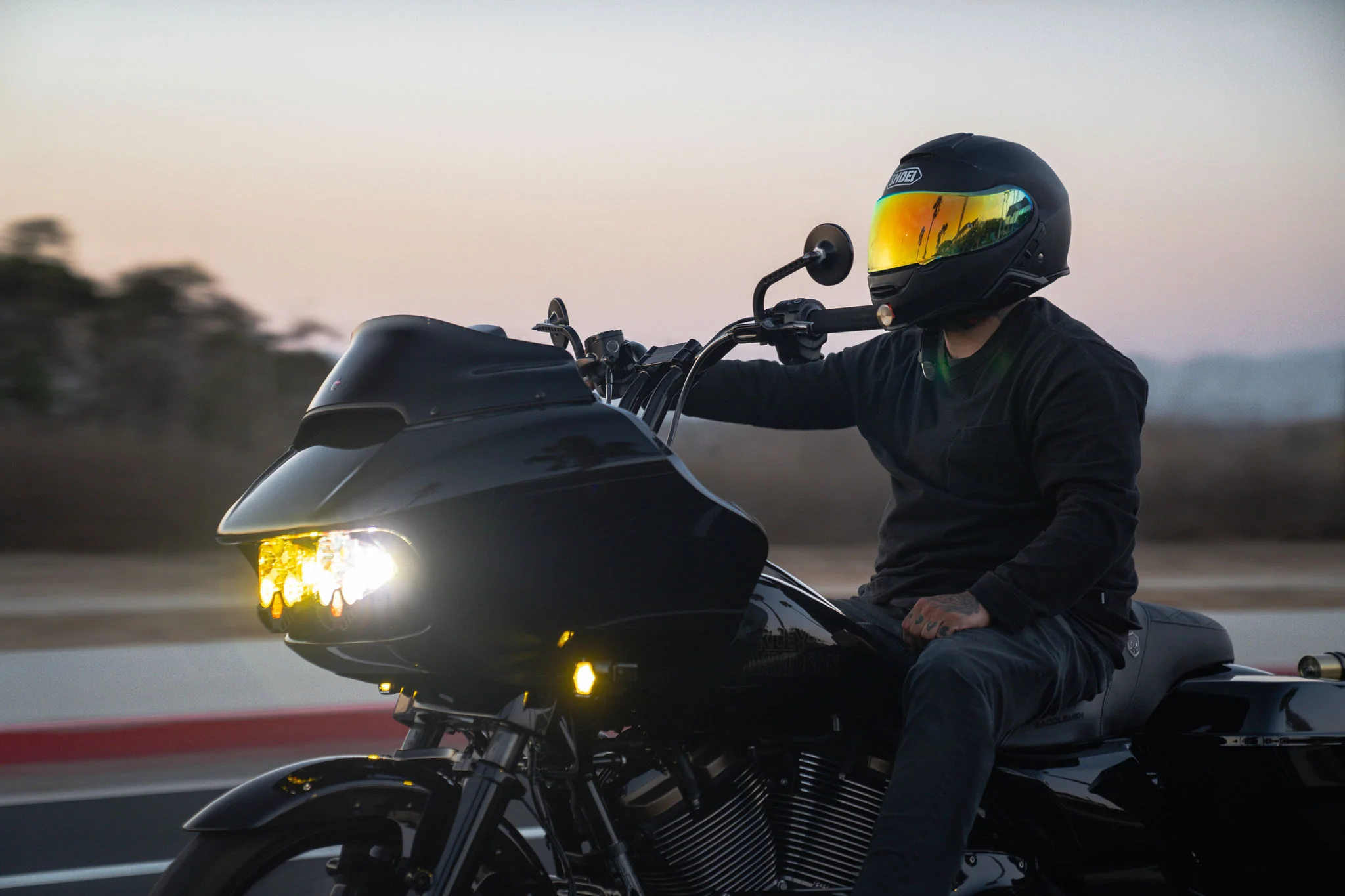 Pullback Riser & 1 1/4" Low Bend Moto Bar Combination for 2008-2013 Road Glide (Gloss Black) - Image 4
