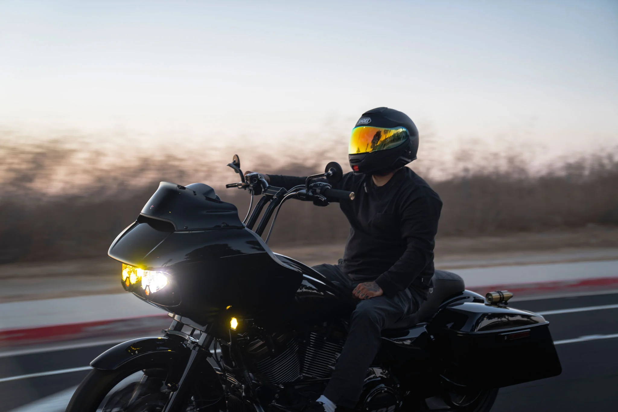 Pullback Riser & 1 1/4" Low Bend Moto Bar Combination for 2008-2013 Road Glide (Gloss Black) - Image 5
