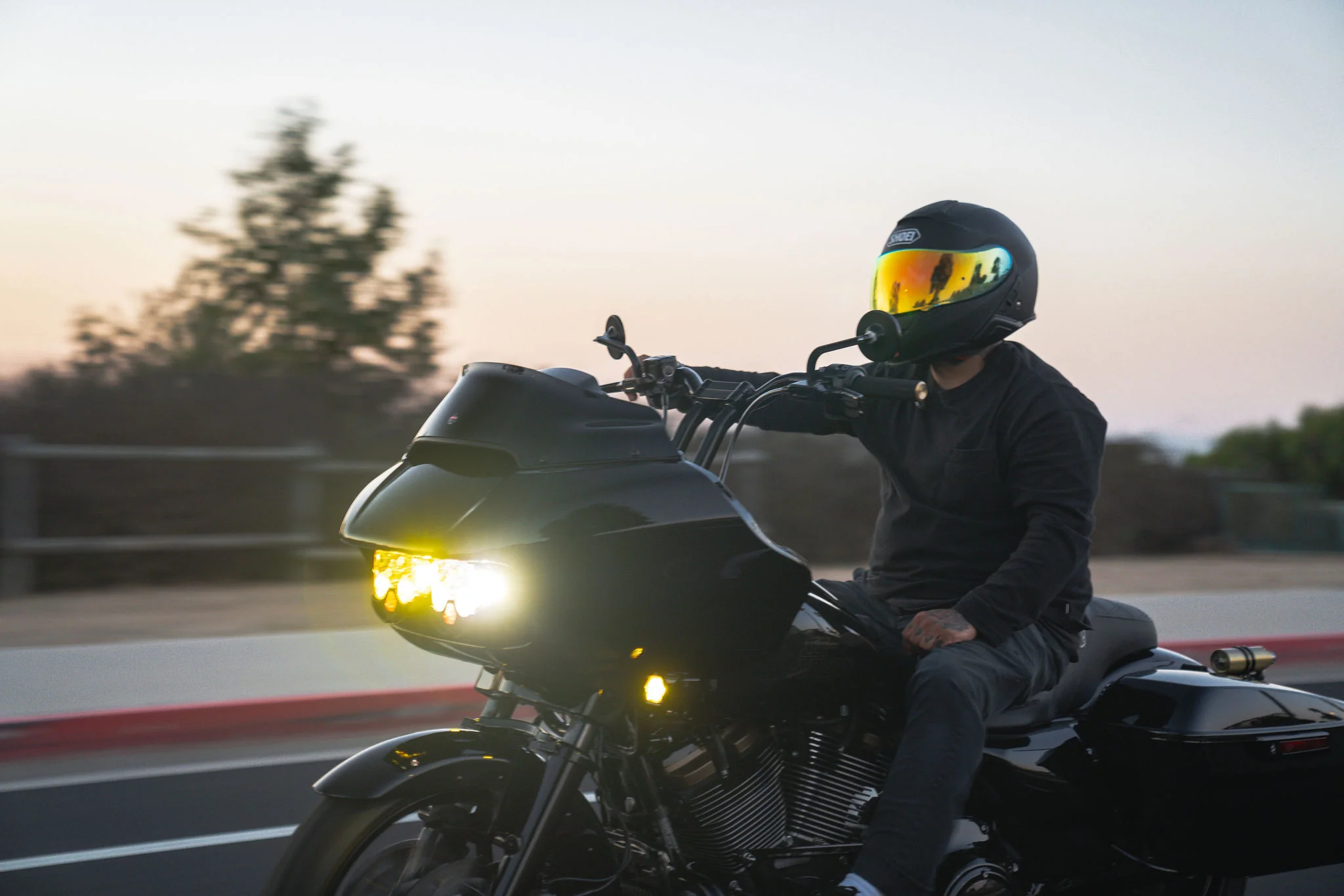 Pullback Riser & 1 1/4" Low Bend Moto Bar Combination for 2008-2013 Road Glide (Gloss Black) - Image 7