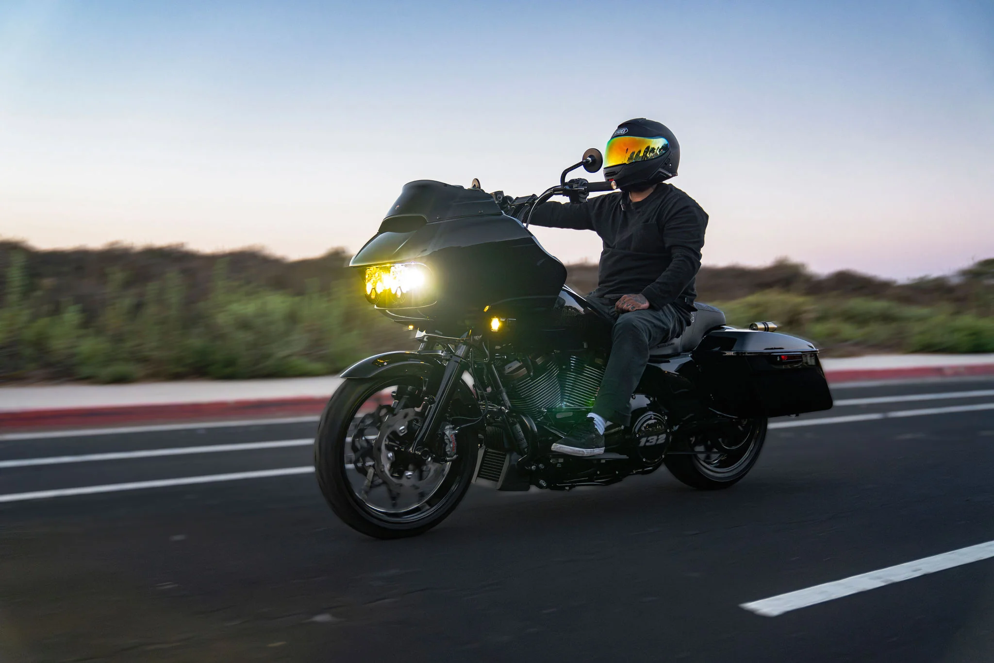 Pullback Riser & 1 1/4" Low Bend Moto Bar Combination for 2008-2013 Road Glide (Gloss Black) - Image 8