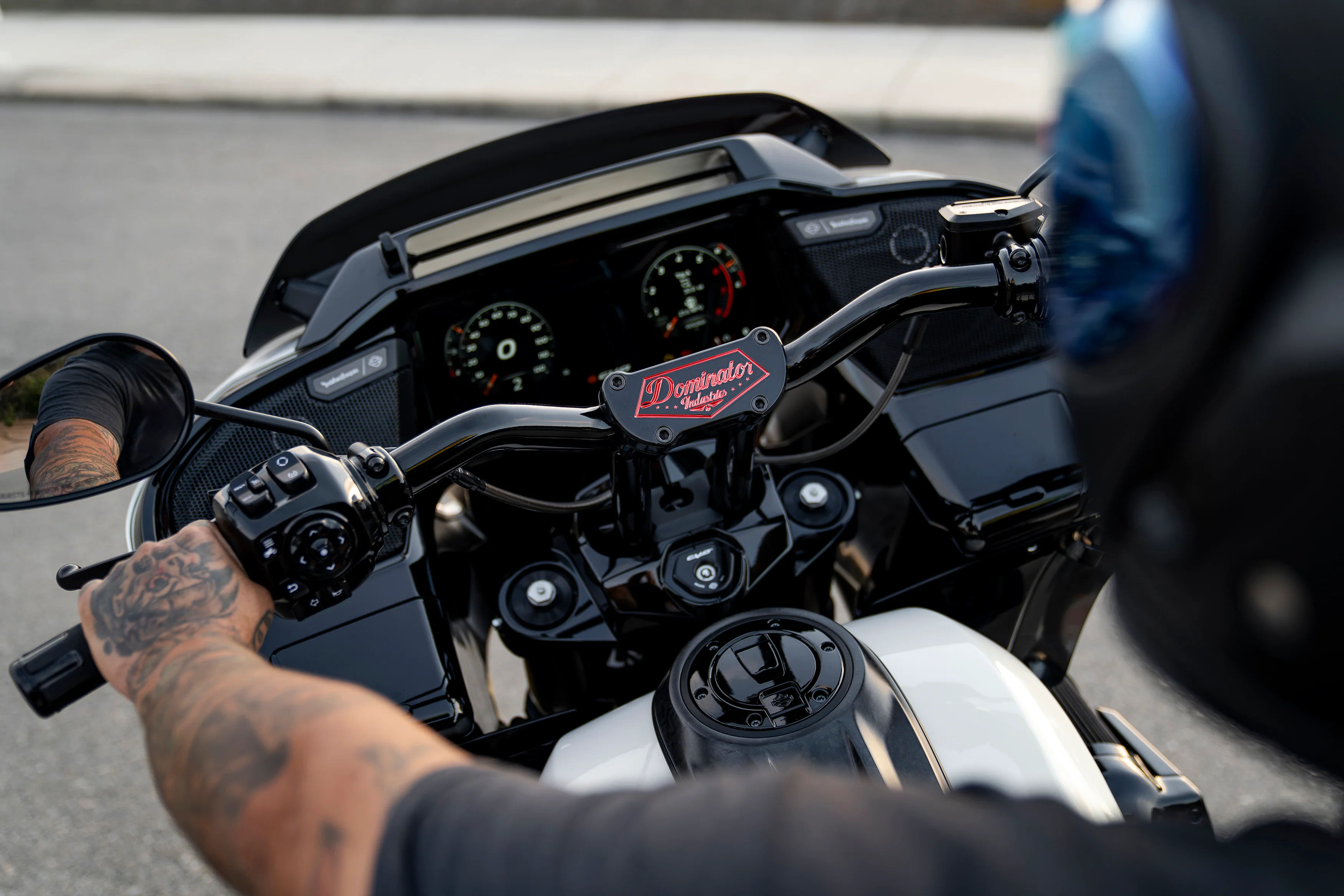 Pullback Riser & 1 1/4" Low Bend Moto Bar Combination for 2023 CVO & 2024-2026 Road Glide Models (Redline Red) - Image 4