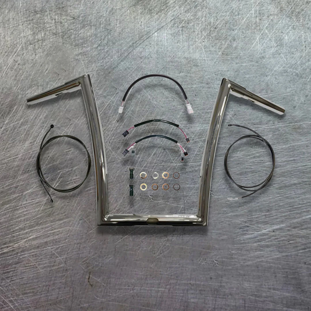 Road King Special Complete All In One Miter Cut Ape Hanger Kit (18" Gloss Black) - Image 3