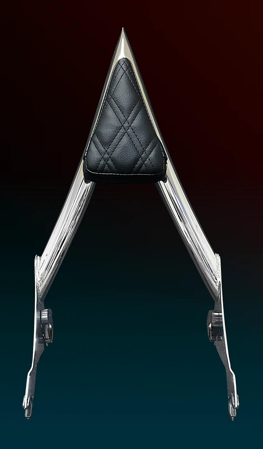 Standard Reach Double Diamond 2-Up Saddle & Diablo Sissy Bar Combo with 100% Matching Backrest Pad for 2009-2023 Touring Models - Image 14