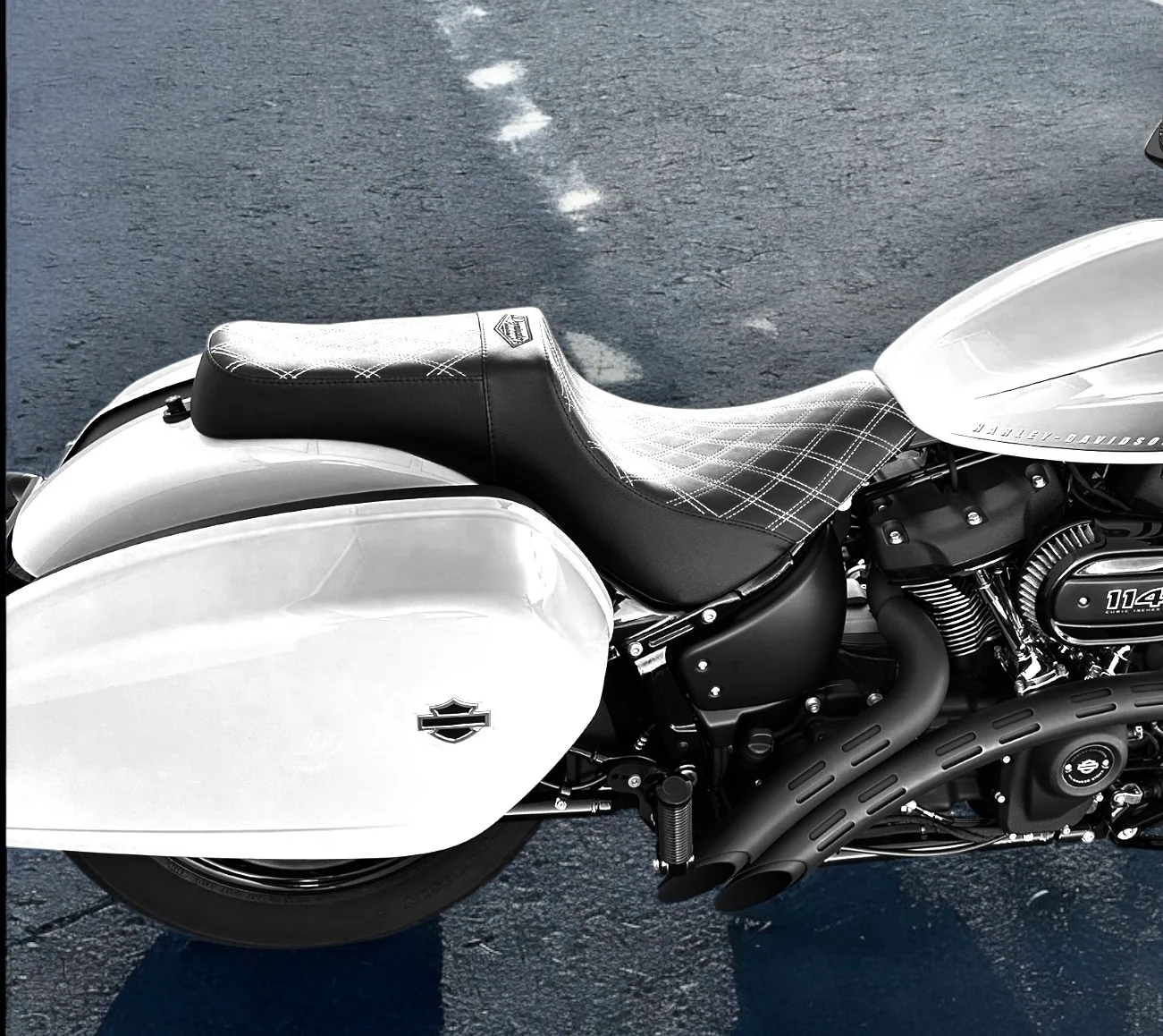 Stealth-Grip™ Premium 2-Up Double Diamond Saddles for 2018-2026 Street Bob Models - Image 3