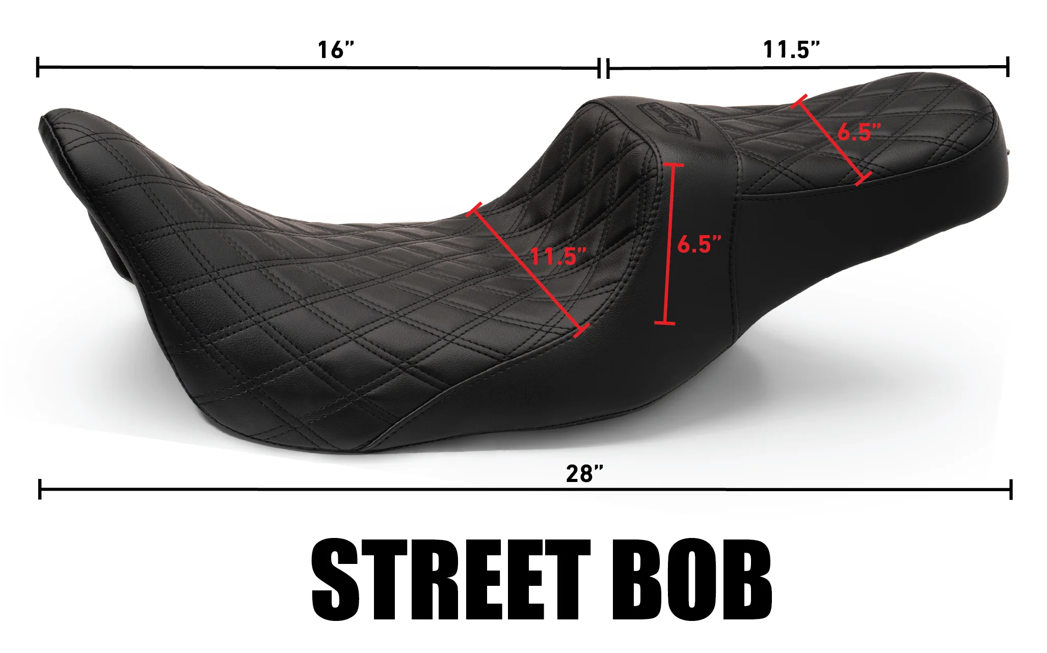 Street Bob Seat & Sissy Bar Combo, Our Stealth-Grip™ Double Diamond 2-Up Saddle combined with our Diablo Sissy Bar with 100% Matching Double Diamond Backrest Pad! - Image 3